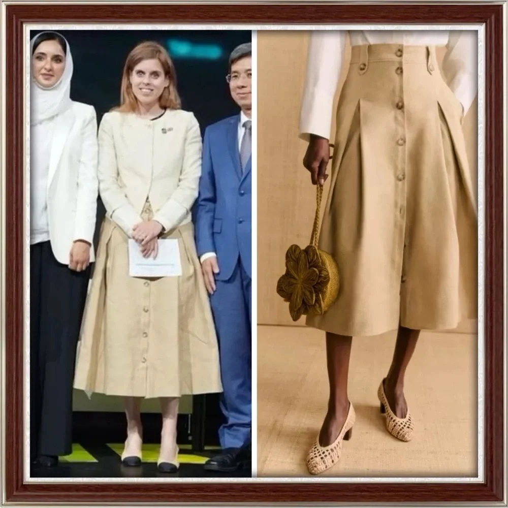 Sézane Oksana Midi Skirt – NWT – Size US 4 / EU 36- beige - Picture 3 of 11